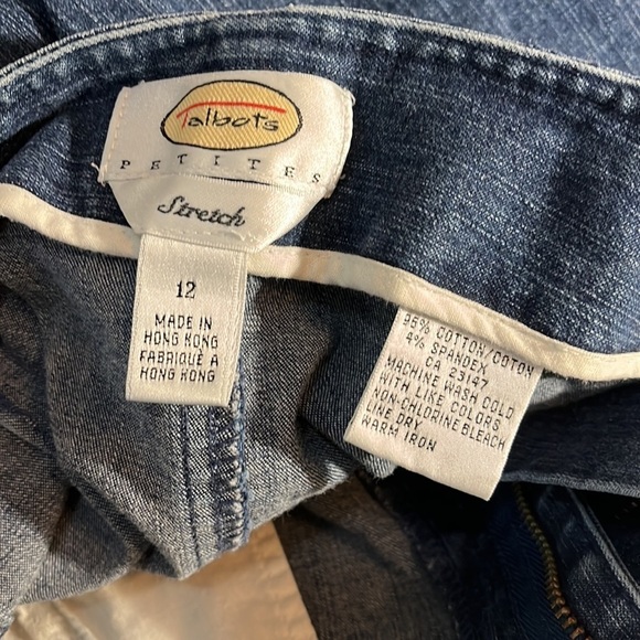 Denim Mini Petite Skirt Talbots Blue Jean Fitted Skirt Women’s 12p - Picture 8 of 11
